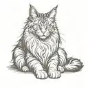 maine coon cat sitting cross legged tattoo design idea