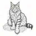 maine coon cat sitting cross legged tattoo design idea