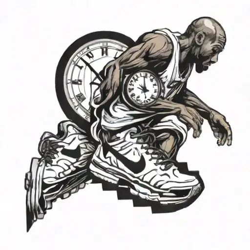 clock Kobe Bryant stairs tattoo design idea