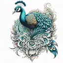 peacock perched tattoo design idea