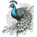 peacock perched tattoo design idea