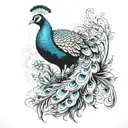 peacock perched tattoo design idea