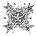 4 stars with one name in each outline; Paetyn, Ayden, Jordyn, Eyston tattoo design idea