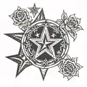 4 stars with one name in each outline; Paetyn, Ayden, Jordyn, Eyston tattoo design idea