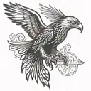 a stylized eagle silhouette with outstretched wings, perched on a hidden blade. The blade could be partially concealed  tattoo design idea