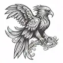 a stylized eagle silhouette with outstretched wings, perched on a hidden blade. The blade could be partially concealed  tattoo design idea