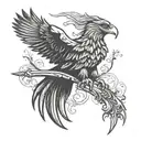 a stylized eagle silhouette with outstretched wings, perched on a hidden blade. The blade could be partially concealed  tattoo design idea
