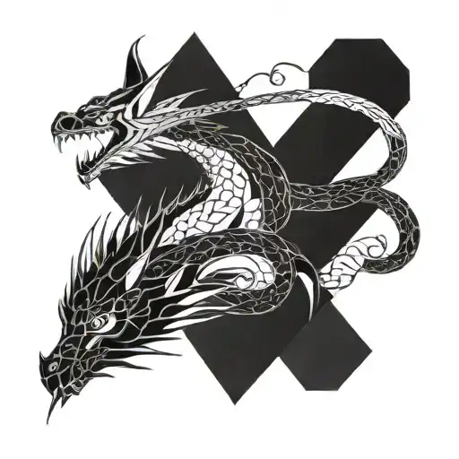 Haku dragon body from spirited and Kirito's Sword Sword art online tattoo design idea