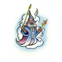 wizard casting a spell tattoo design idea