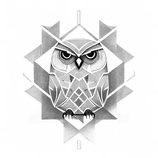 Geometric shapes and an owl in the center tattoo design idea