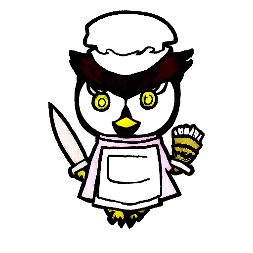 owl whit two chef knife tattoo design idea