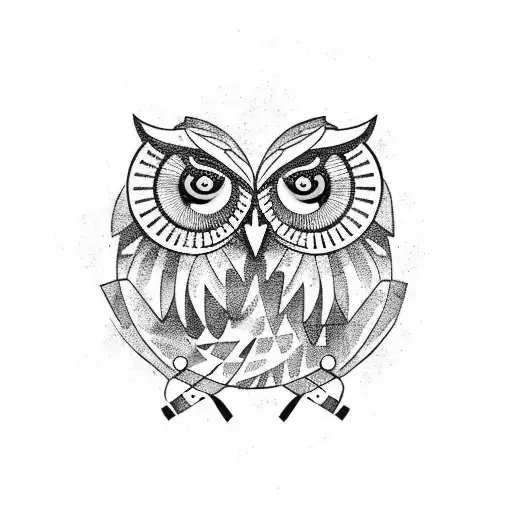 owl with two chef knives tattoo design idea