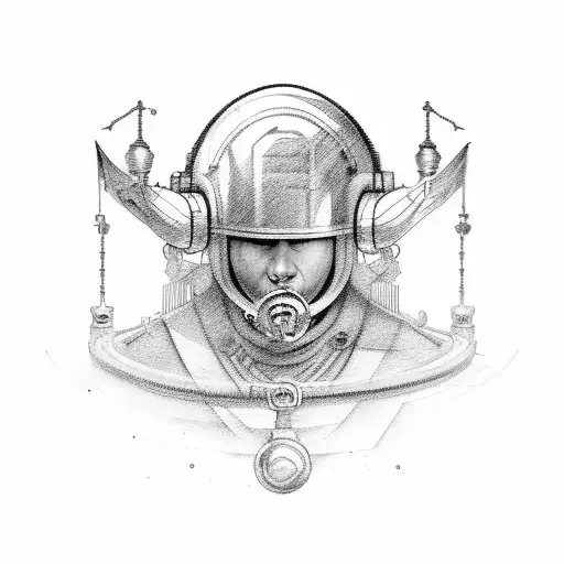 marciano en una nave musica  tattoo design idea