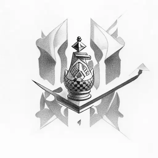 sparrow as a grandson and king chess piece as grandpa tattoo design idea
