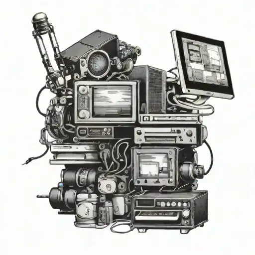Computer gadgets stack on top tattoo design idea