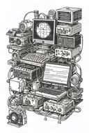 Computer gadgets stack on top tattoo design idea