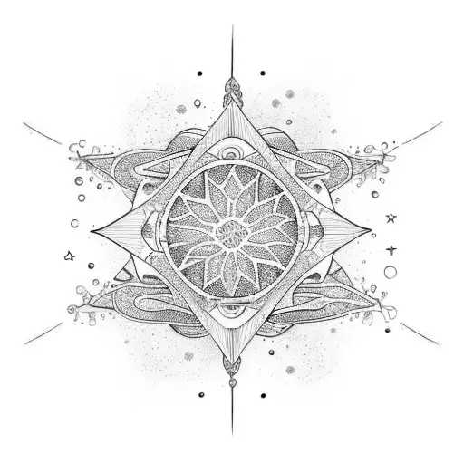 aquarius air constellation water orchid lines tattoo design idea