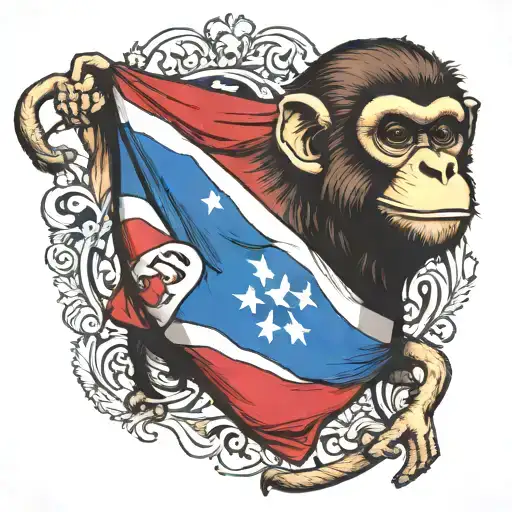 monkey Dominican Republic flag incorporated  tattoo design idea