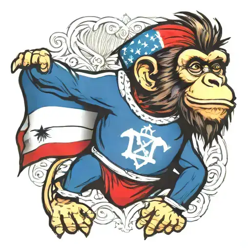 monkey Dominican Republic flag incorporated  tattoo design idea