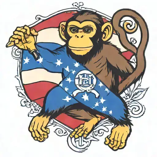 monkey Dominican Republic flag incorporated  tattoo design idea