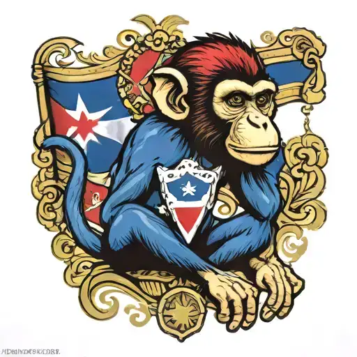 monkey Dominican Republic flag incorporated  tattoo design idea