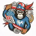monkey Dominican Republic flag incorporated  tattoo design idea