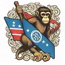 monkey Dominican Republic flag incorporated  tattoo design idea