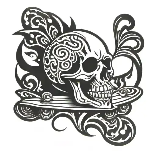 skate skull tattoo design idea