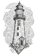 light house wrecked tattoo design idea