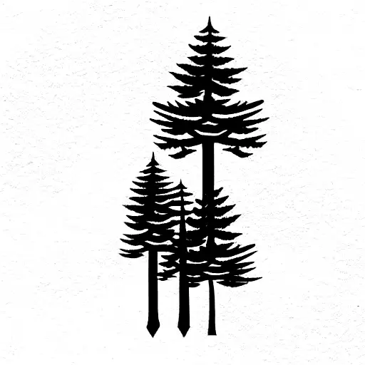 Tree pine silhouette tattoo, logo cypress tree evergreen, cedar forest wood  Illustration #252069456