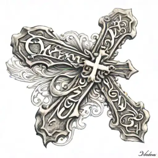 a cross with the word mimi written down the side of the cross   tattoo design idea
