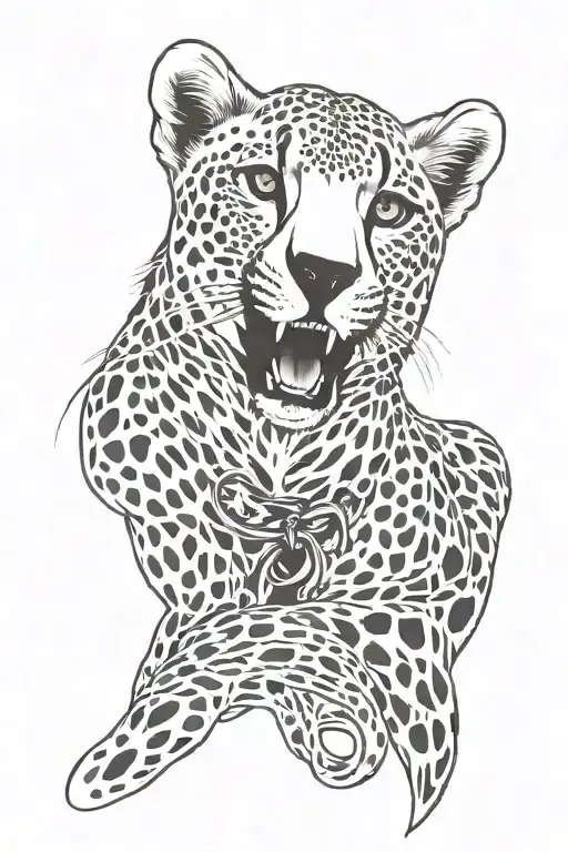 bdsm submissive gagged cheetah tattoo design idea
