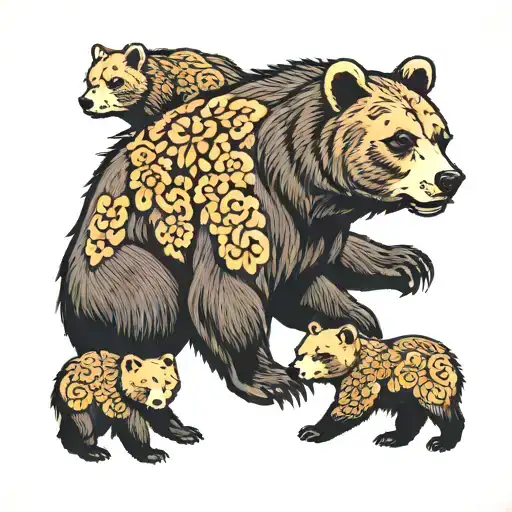 bear and two cubs tattoo design idea