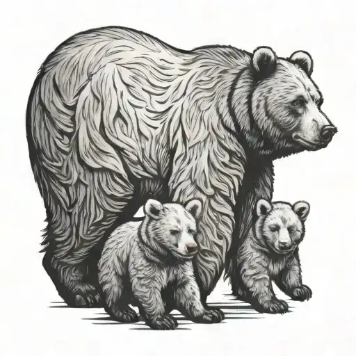 bear and two cubs tattoo design idea
