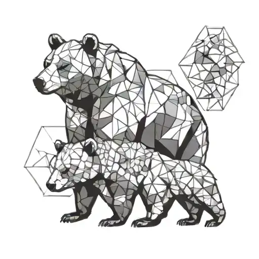bear and two cubs tattoo design idea