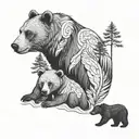bear and two cubs tattoo design idea