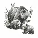 bear and two cubs tattoo design idea