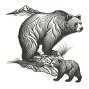 bear and two cubs tattoo design idea