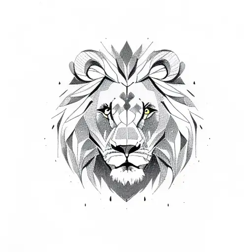 Lion face half and bear face half joined together tattoo design idea