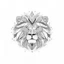 Lion face half and bear face half joined together tattoo design idea