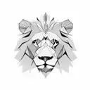 Lion face half and bear face half joined together tattoo design idea