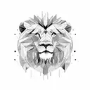 Lion face half and bear face half joined together tattoo design idea