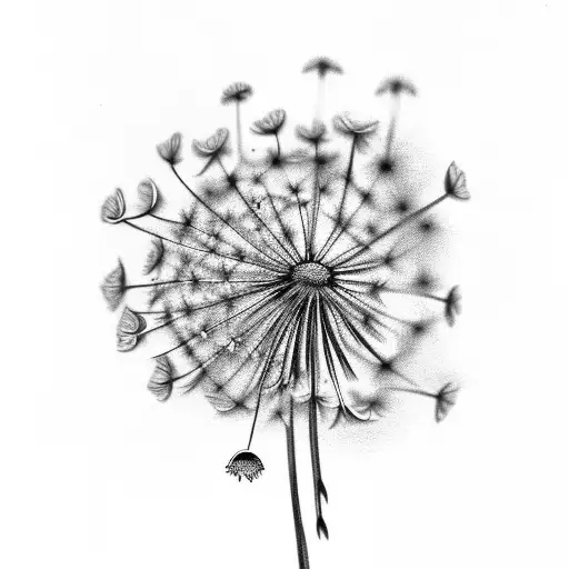 aster, snowdrop and dandelion bouquet tattoo design idea