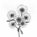 aster, snowdrop and dandelion bouquet tattoo design idea