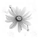 aster, snowdrop and dandelion bouquet tattoo design idea