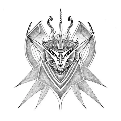 Dragon with anubis and eye tattoo design idea