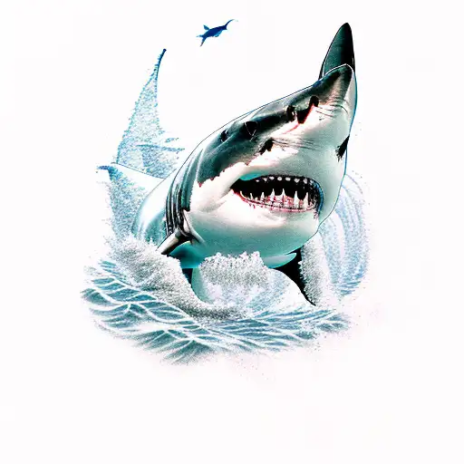 great white shark in water tattoo design idea