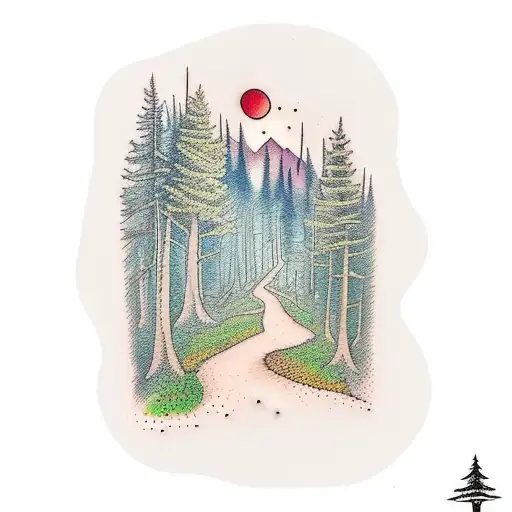 forest with a pathway  tattoo design idea