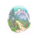 forest with a pathway  tattoo design idea