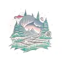 forest with a pathway  tattoo design idea